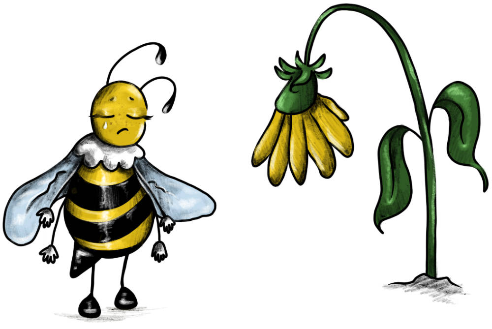 Illustration einer traurigen Biene